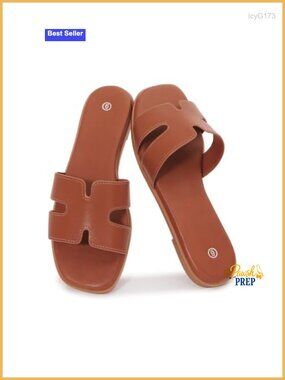Women's Slide Sandals Comfortable Flat Slip On Leather Sandals